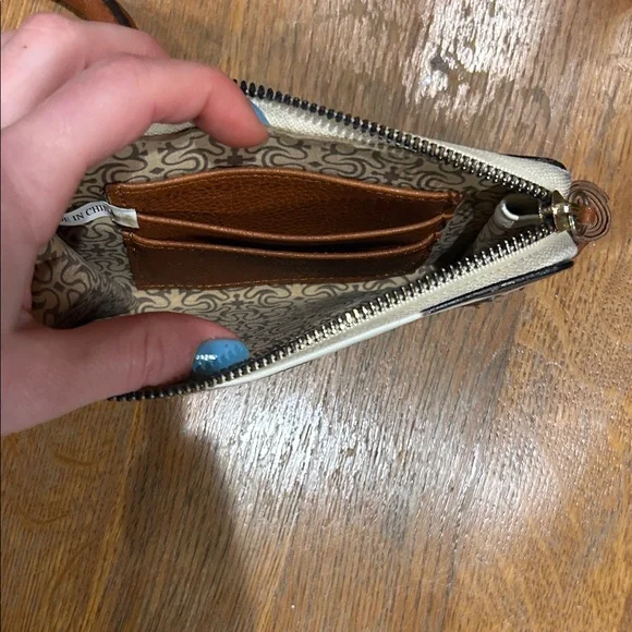 Cowhide Print Wristlet Card Holder - Brown & White - Picture 3 of 5